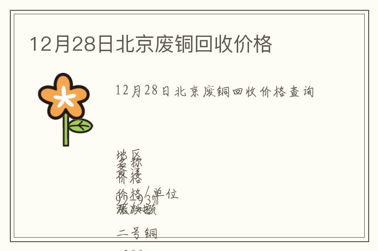 12月28日北京廢銅回收價(jià)格