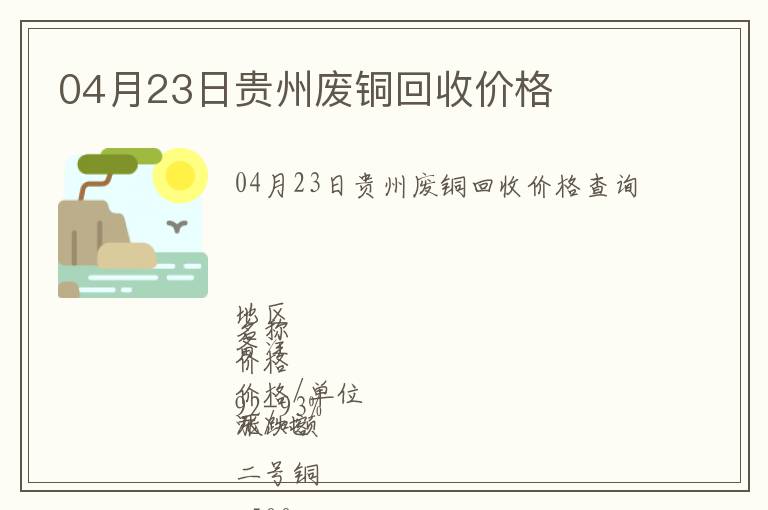 04月23日貴州廢銅回收價格