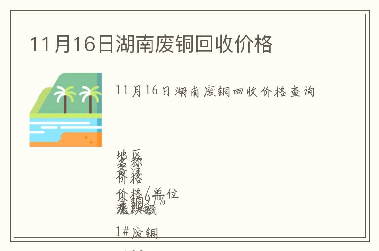 11月16日湖南廢銅回收價格