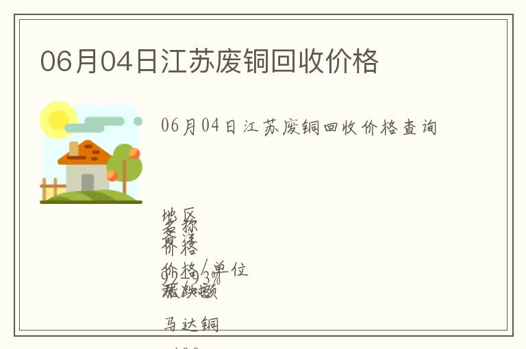 06月04日江蘇廢銅回收價格