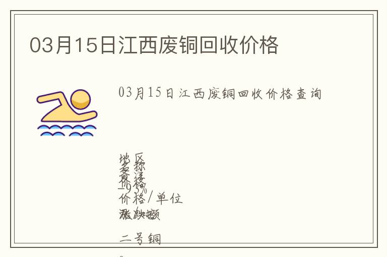 03月15日江西廢銅回收價(jià)格