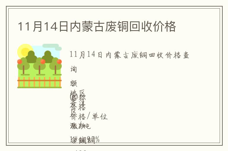 11月14日內蒙古廢銅回收價格