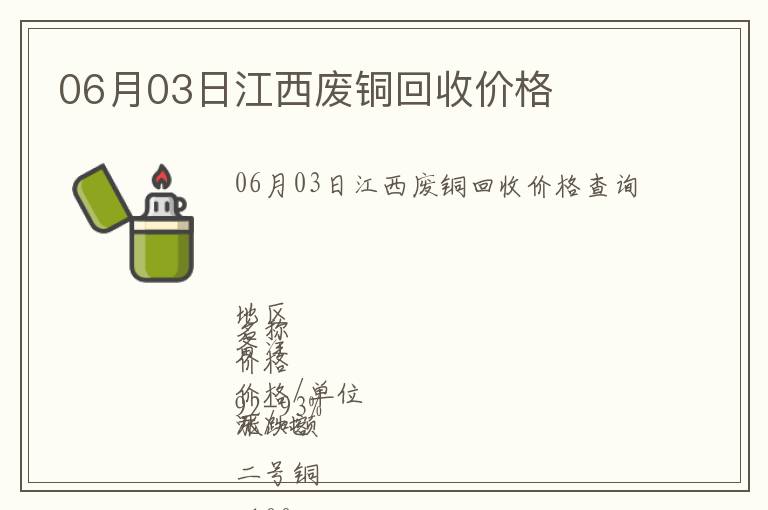 06月03日江西廢銅回收價(jià)格