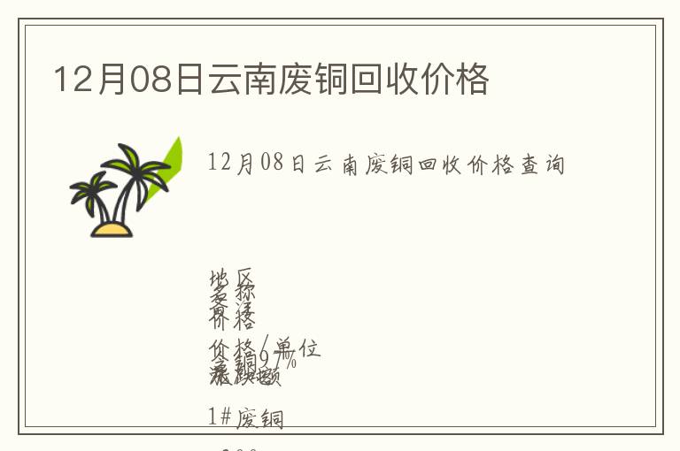 12月08日云南廢銅回收價(jià)格