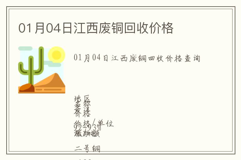 01月04日江西廢銅回收價格