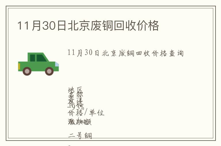 11月30日北京廢銅回收價格