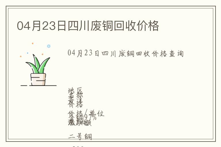 04月23日四川廢銅回收價格