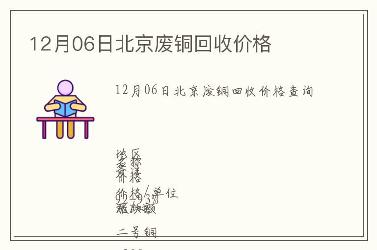 12月06日北京廢銅回收價格