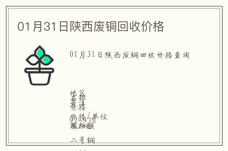 01月31日陜西廢銅回收價格