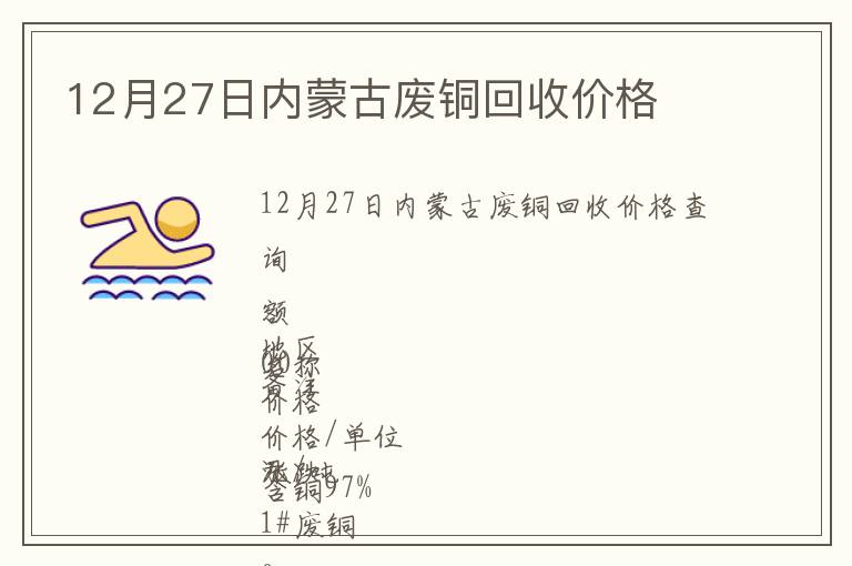 12月27日內蒙古廢銅回收價格