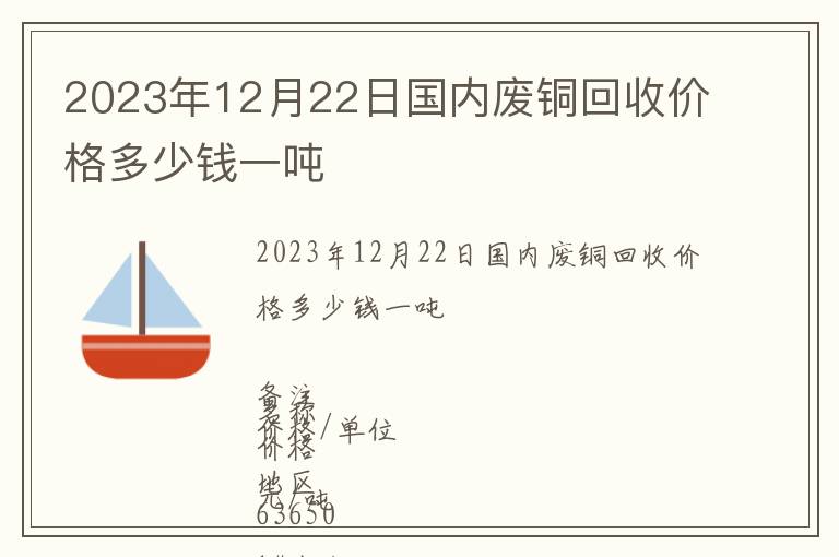 2023年12月22日國內廢銅回收價格多少錢一噸