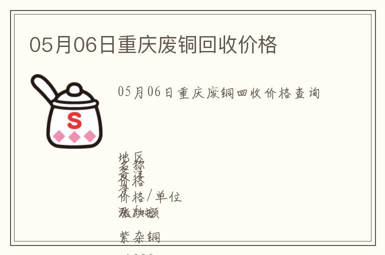 05月06日重慶廢銅回收價格