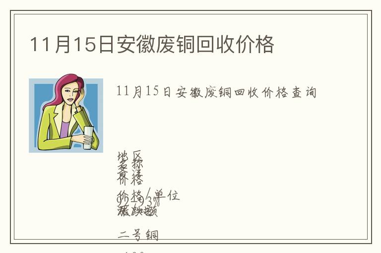 11月15日安徽廢銅回收價格