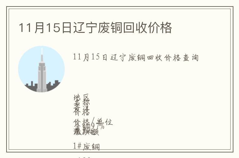 11月15日遼寧廢銅回收價格