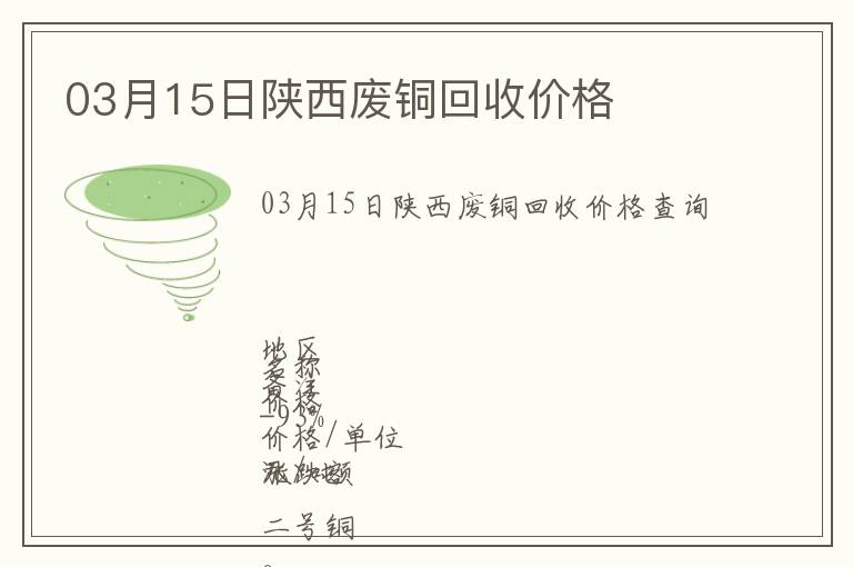 03月15日陜西廢銅回收價(jià)格