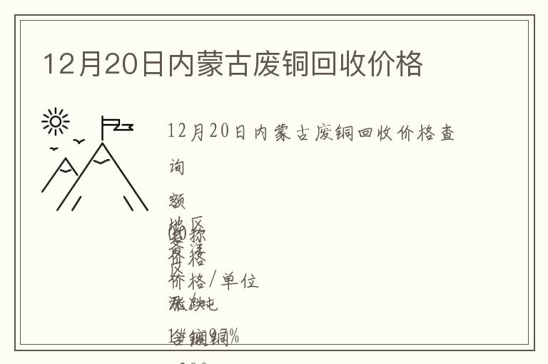 12月20日內(nèi)蒙古廢銅回收價格