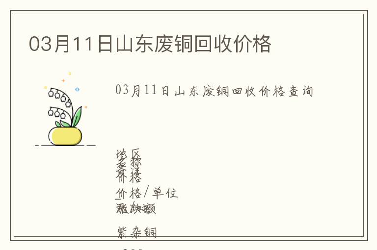 03月11日山東廢銅回收價格