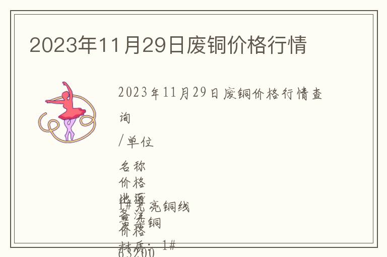 2023年11月29日廢銅價格行情