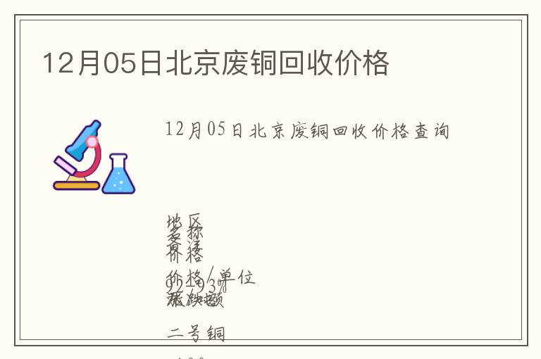 12月05日北京廢銅回收價格