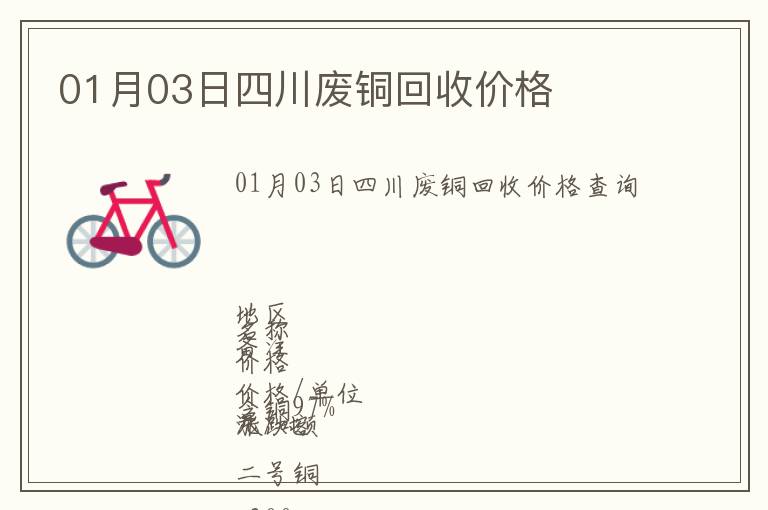 01月03日四川廢銅回收價格