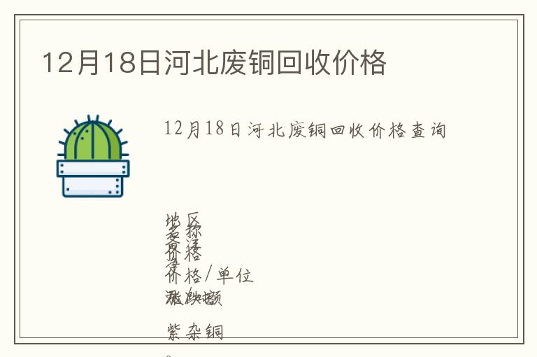 12月18日河北廢銅回收價格