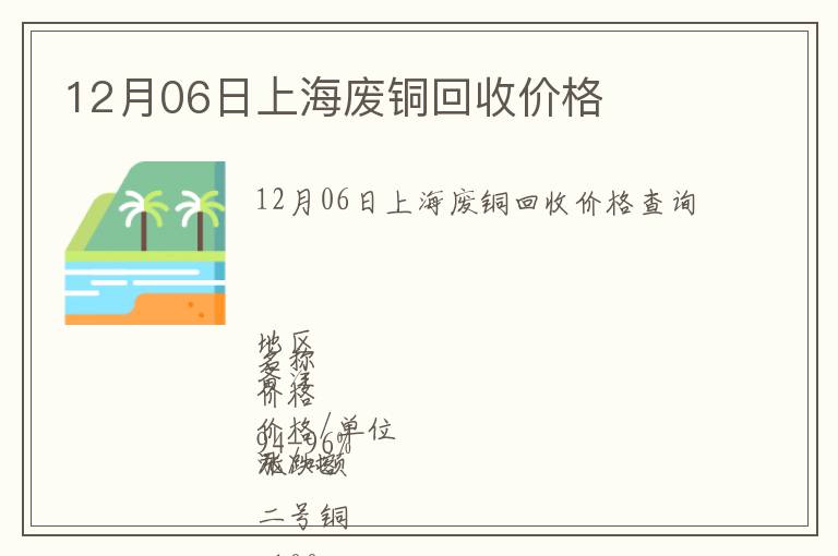 12月06日上海廢銅回收價格