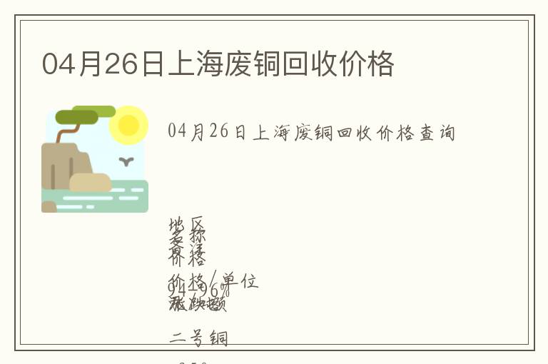 04月26日上海廢銅回收價格