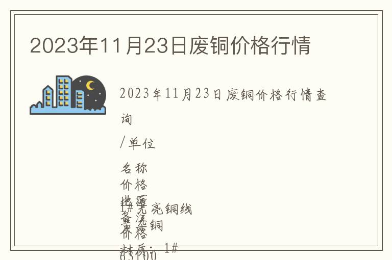 2023年11月23日廢銅價格行情