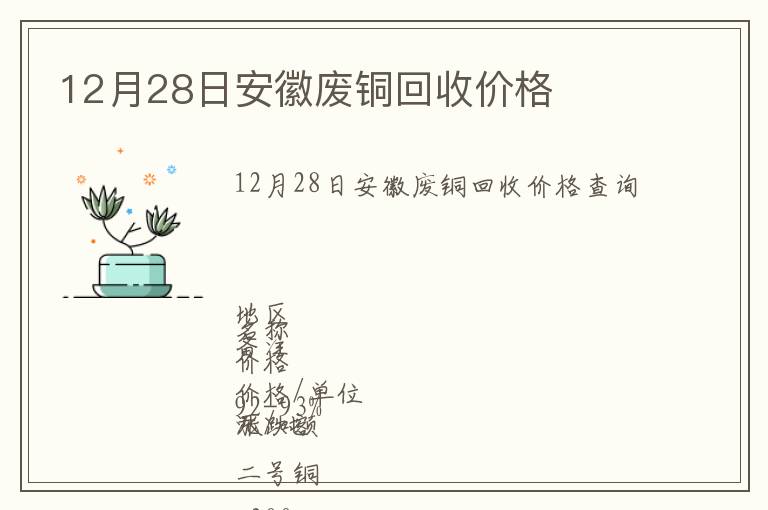 12月28日安徽廢銅回收價格