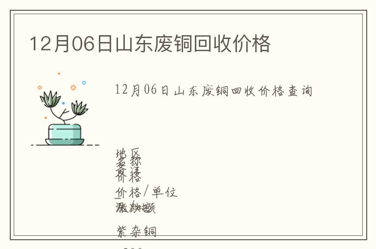 12月06日山東廢銅回收價格