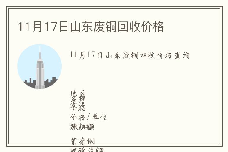 11月17日山東廢銅回收價格