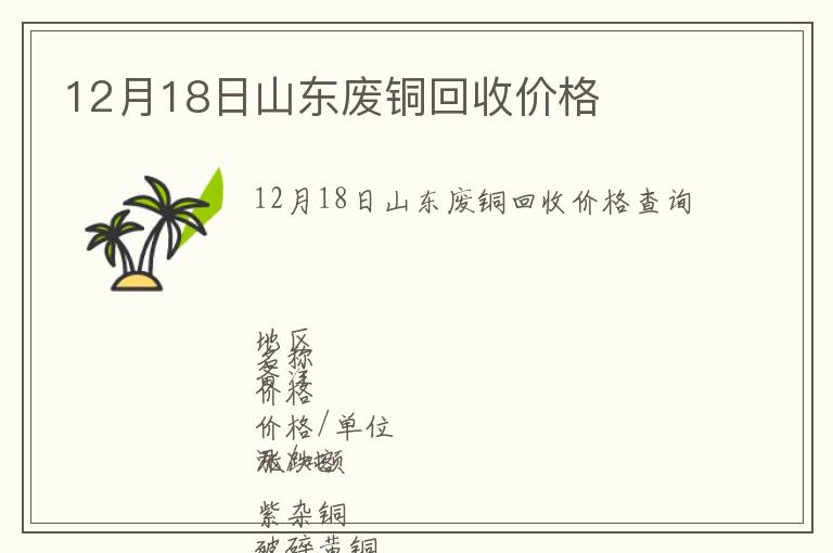 12月18日山東廢銅回收價格