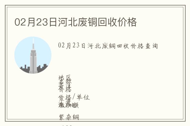 02月23日河北廢銅回收價(jià)格