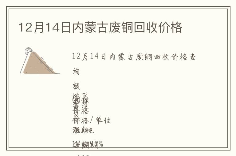 12月14日內(nèi)蒙古廢銅回收價(jià)格