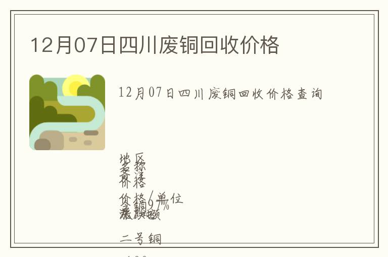 12月07日四川廢銅回收價格