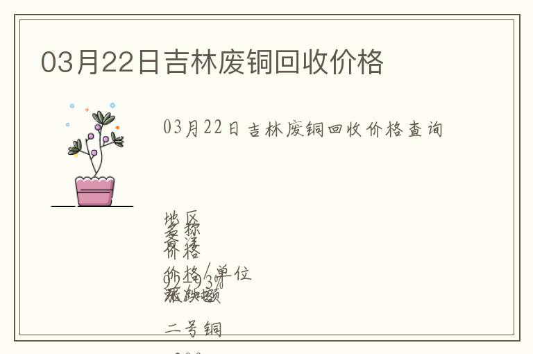 03月22日吉林廢銅回收價格