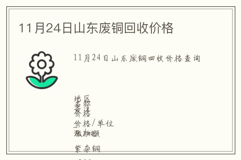 11月24日山東廢銅回收價格