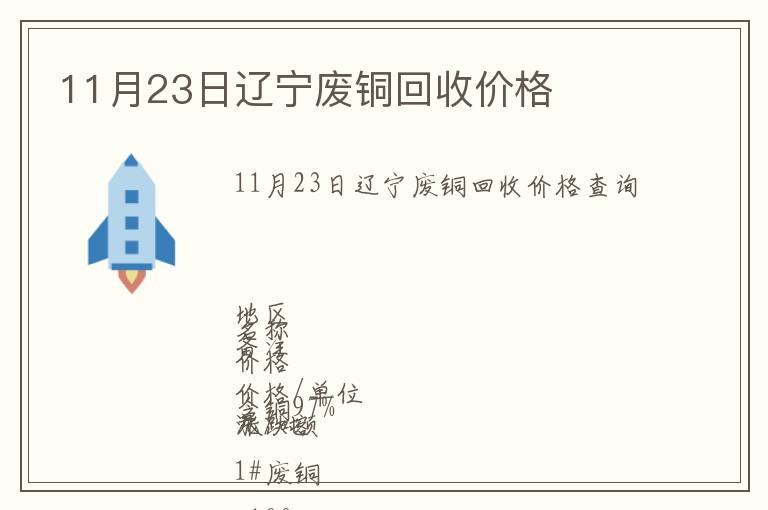 11月23日遼寧廢銅回收價(jià)格