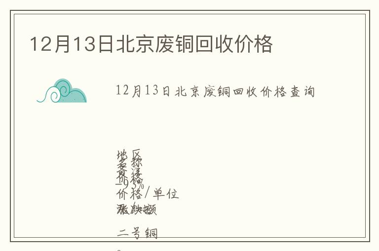 12月13日北京廢銅回收價格