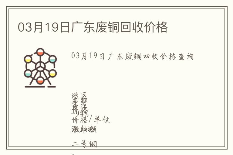 03月19日廣東廢銅回收價格