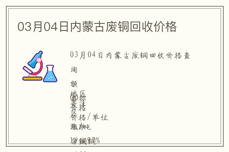 03月04日內蒙古廢銅回收價格