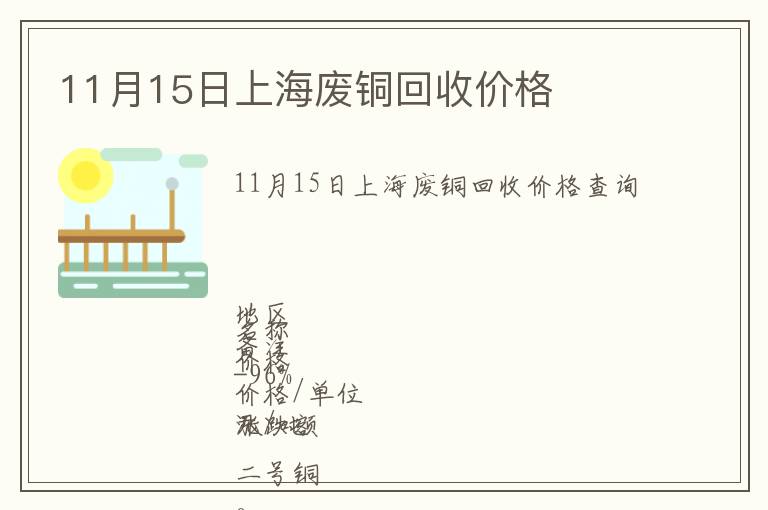 11月15日上海廢銅回收價格