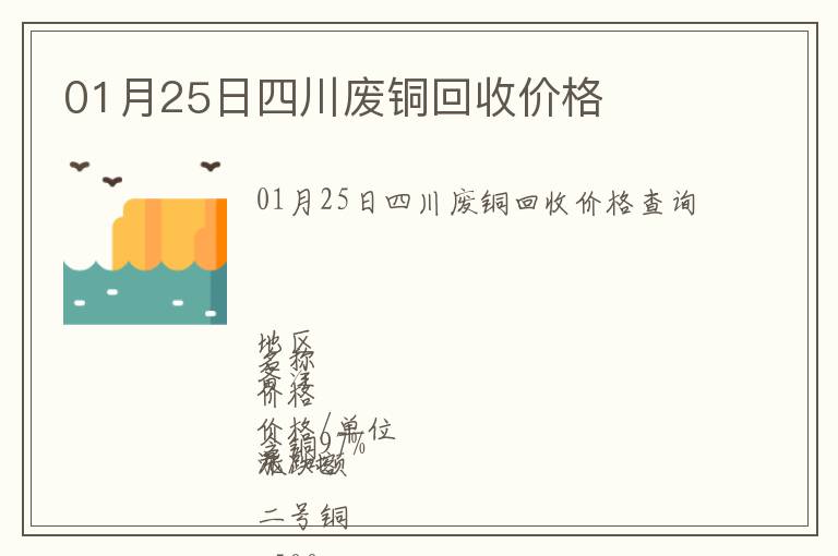 01月25日四川廢銅回收價(jià)格