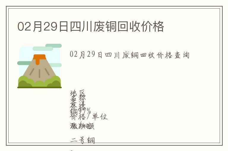 02月29日四川廢銅回收價(jià)格