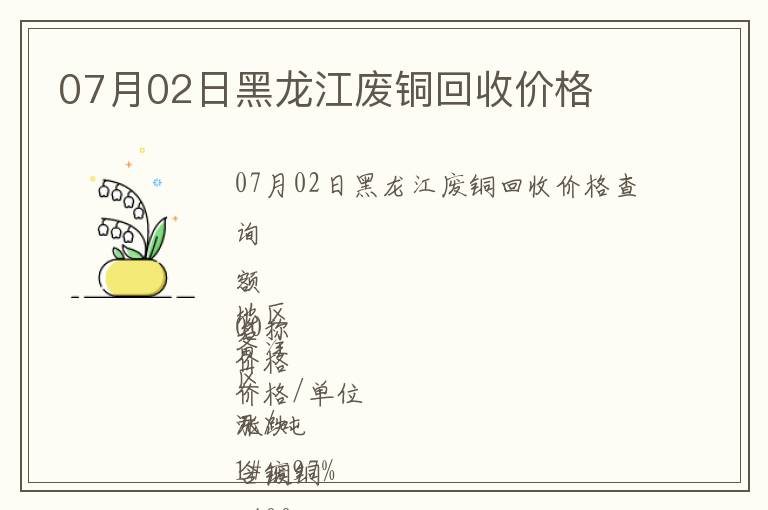 07月02日黑龍江廢銅回收價格