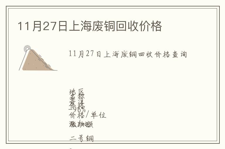 11月27日上海廢銅回收價格