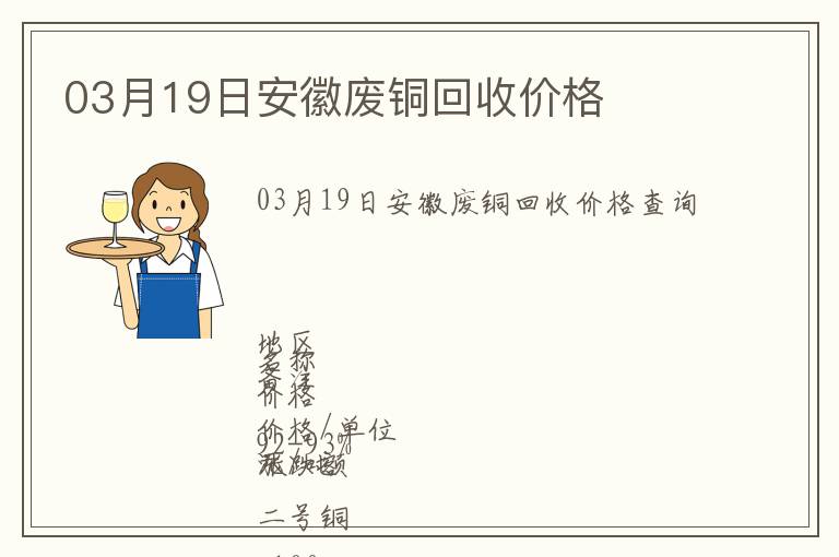 03月19日安徽廢銅回收價格