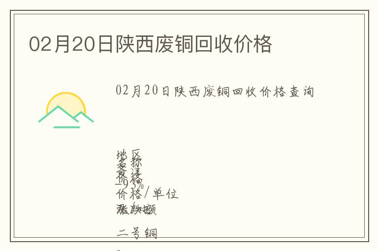 02月20日陜西廢銅回收價格