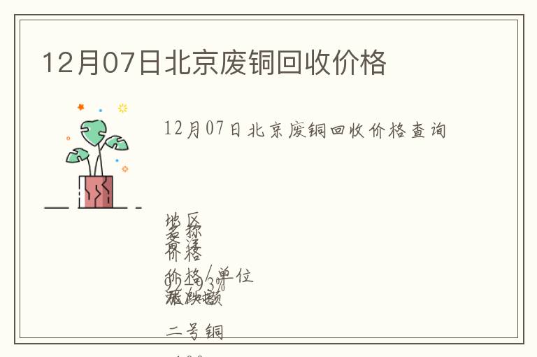 12月07日北京廢銅回收價(jià)格