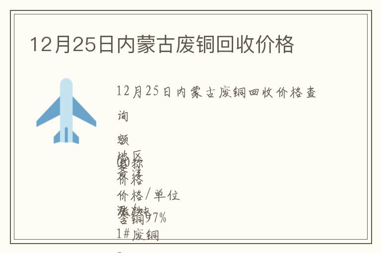 12月25日內蒙古廢銅回收價格